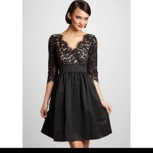 New Eliza J Black Missy Lace & Faille Cocktail Midi Dress Fitted Flare Size 18W